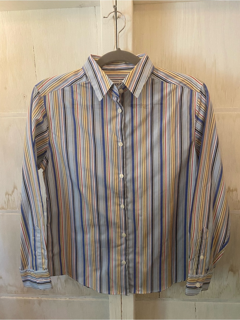 Pendleton Women's Multi-Stripe Button-Down Shirt - Blue/Yellow/Tan